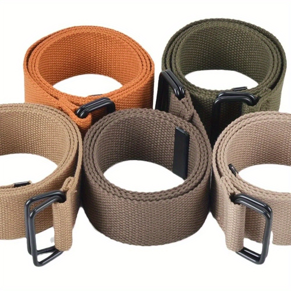Stylish Canvas Belt with Double Ring Buckle